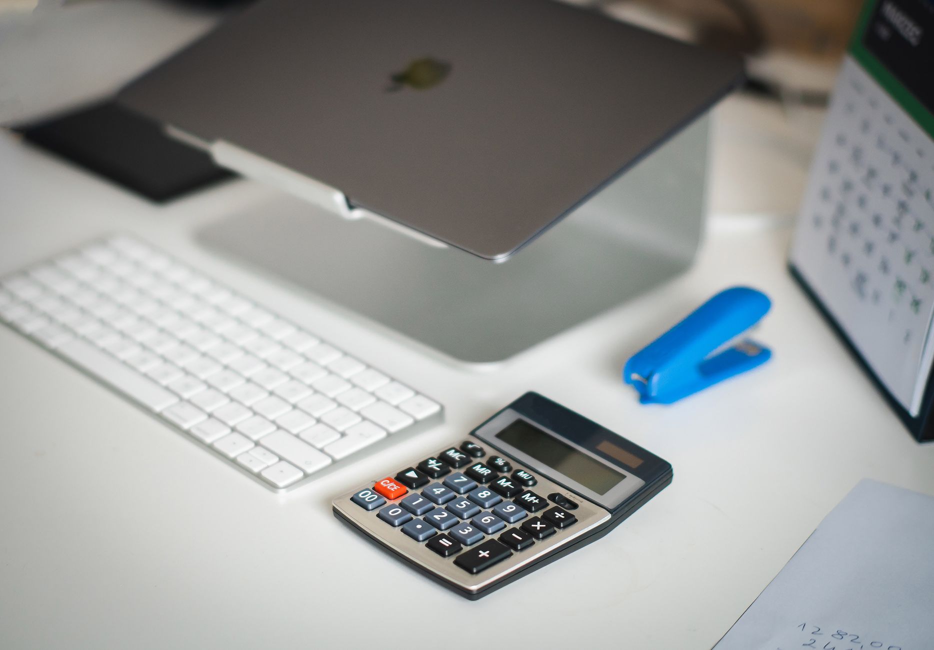 Professional tax preparation office working workspace